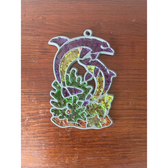 Dolphins Stained Glass Window Art Hanger handmade - Picture 2 of 4